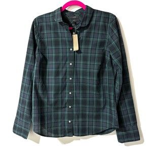 J. Crew Women’s Perfect Shirt Green Black Plaid Size 10 Button Up NWT